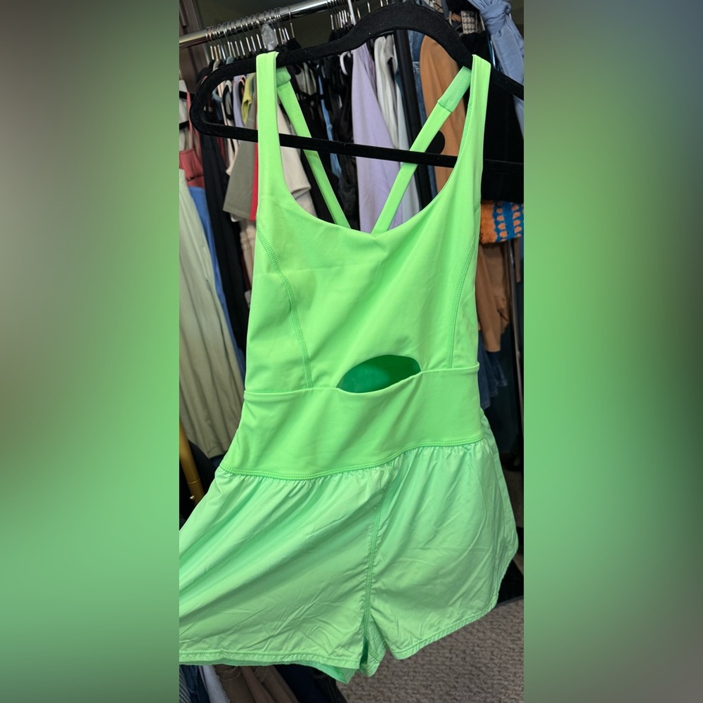 NWOT Free People FP Movement Righteous Runsie - Neon Lime Green - large - Picture 6 of 9